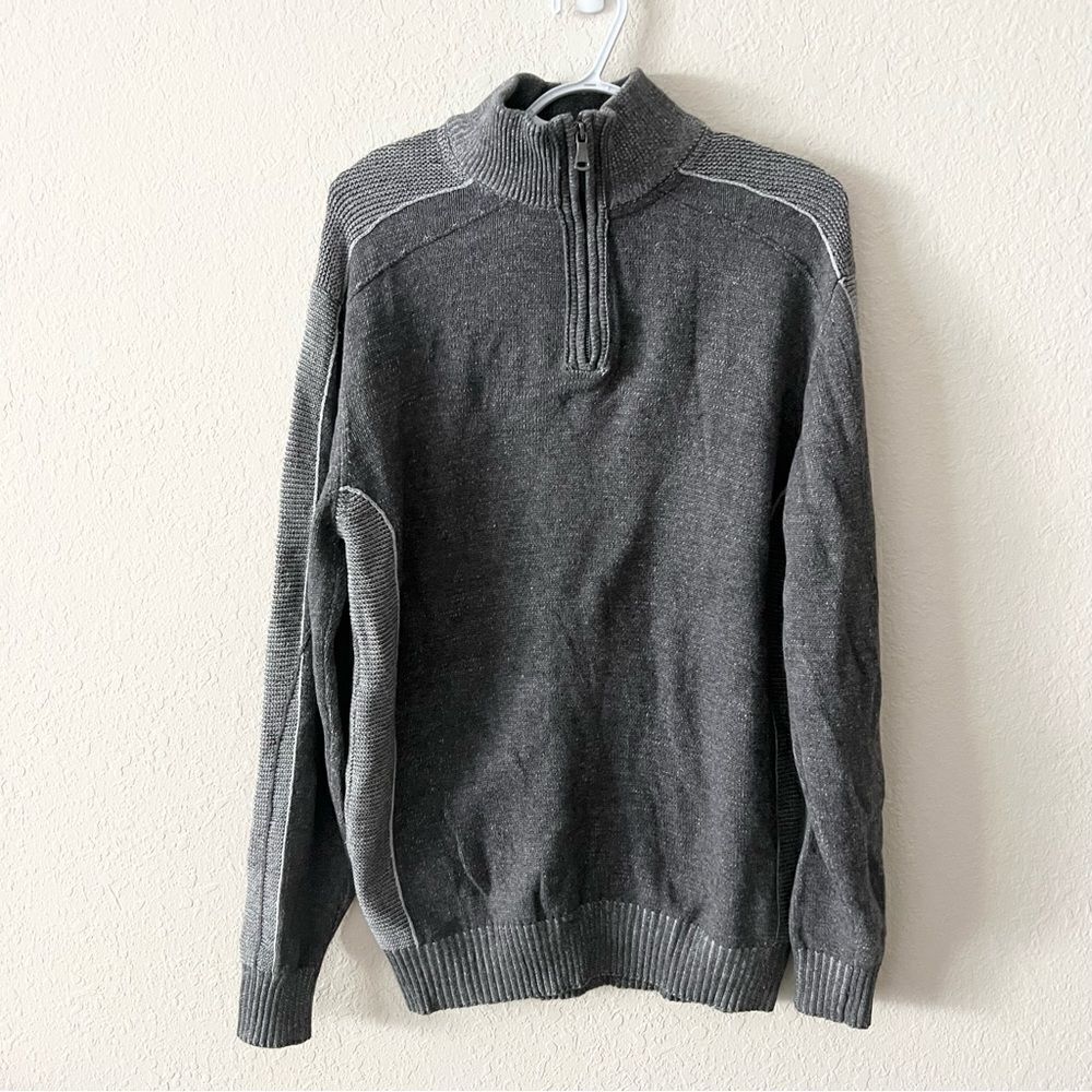 BKE Sweater Gray 1/4 Zip Long Sleeve Athletic Fit Turtle Neck Size L